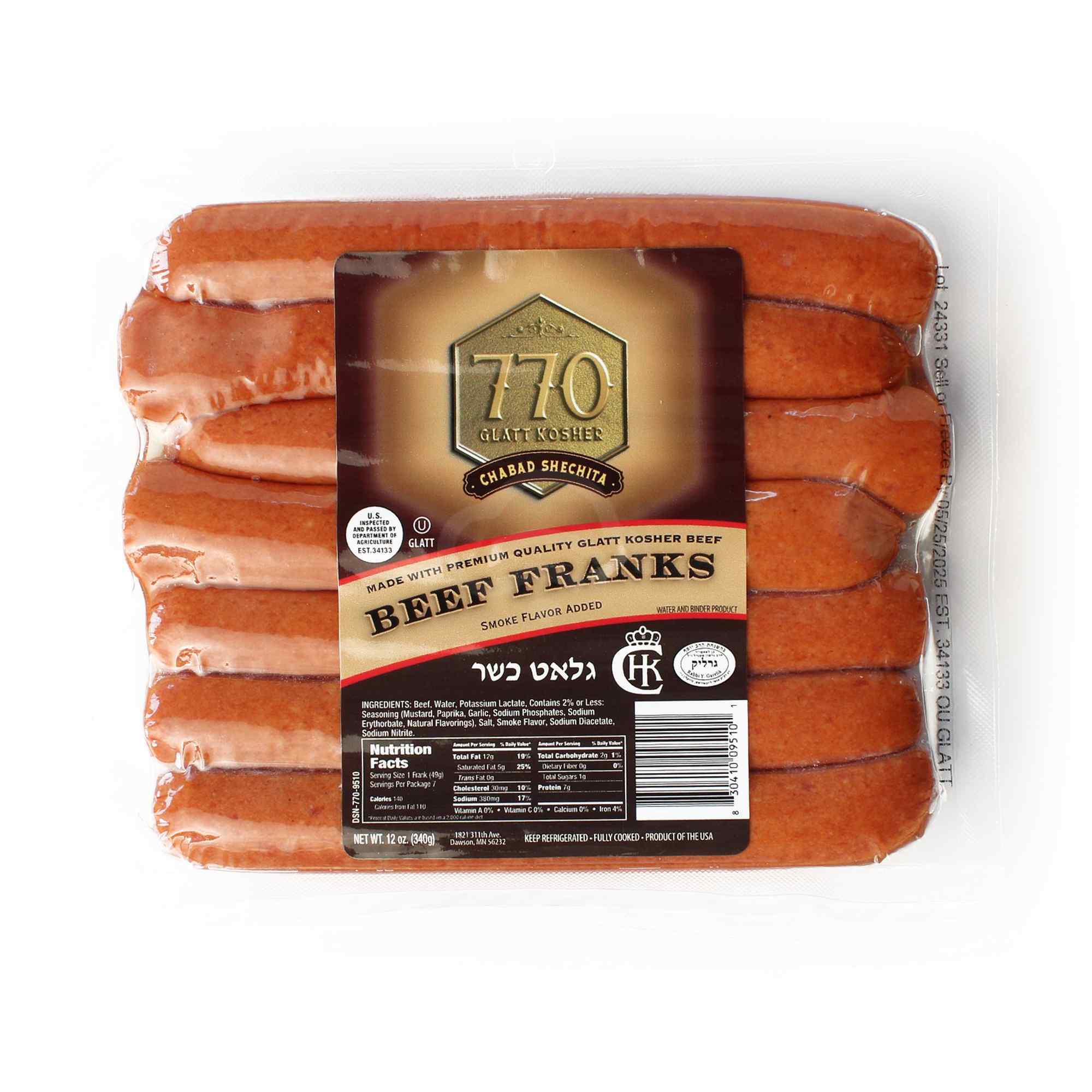 770 Beef Franks, 12 Oz